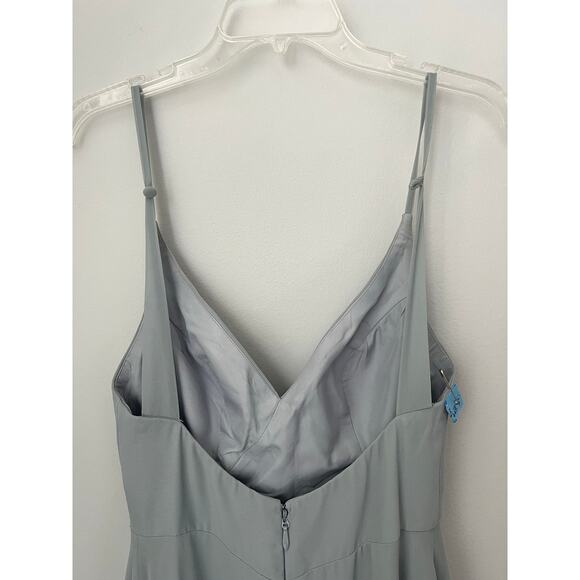 Azazie Davis Dolphin Grey A-Line V-Neck Chiffon Bridesmaid Dress Size A8 - Picture 6 of 12